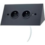Msa france - bloc 2 prises + 1 usb d'angle noir mat l. 20