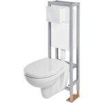Pack cuvette nico sol sans bride + abattant + bti wc set in sol h. 110 + plaque blc - lapeyre