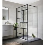 Paroi douche line prestige 8mm linon h. 198 x l. 87 / 89 v. sérigra. timeless noir - lapeyre Paroi douche line prestige 8mm linon h. 198 x l. 87 / 89 v. sérigra. timeless noir - lapeyre
