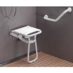 Pellet - sige de douche xl + pied rabattable aluminium gris / taupe h. 50 x l. 54 x p36