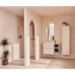 Phoenix sable 2 tiroirs poignes + niche + plan 1 vasque  gauche l. 90 x p. 45 cm - lapeyre