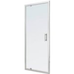 Porte de douche marilou pivotante d�port�e h. 195 x l. 70 verre transparent chrome - lapeyre