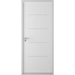 Porte d'entre * acier dormant alu. nikita blc 9016 + barillet h. 215 x l. 90 g - lapeyre
