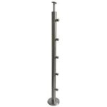 Poteau 5 tubes pose  plat pour balustrade inoca en inox a4 (316) - lapeyre