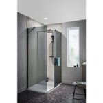 Schulte - porte de douche dore couliss. h. 200 x l. 117 / 119 verre gris anticalcaire noir