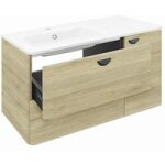Sous vasque 2 tiroirs 1 porte version gauche frida gris clair l. 90 - lapeyre Sous vasque 2 tiroirs 1 porte version gauche frida gris clair l. 90 - lapeyre