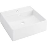 Vasque kube porcelaine blanche  poser l. 46. 5 x l. 46. 5 avec plage robinetterie - lapeyre