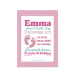 Affiche naissance personnalise fille - rose