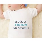 Body personnalisé pour bébé - collection 'je déchire' - modèle bleu Body personnalisé pour bébé - collection 'je déchire' - modèle bleu