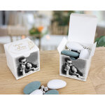 Botes  drages personnalises avec drages chocolat et amandes - mariage lgant