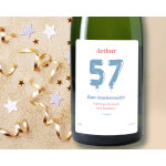 Bouteille de champagne personnalise anniversaire - ballons bleu