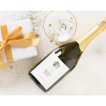 Bouteille de champagne personnalisée anniversaire de mariage - noces de coton Bouteille de champagne personnalisée anniversaire de mariage - noces de coton