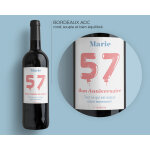 Bouteille de vin de bordeaux personnalise anniversaire - ballons rose