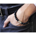 Bracelet pour homme personnalisable - perles agates noires mates