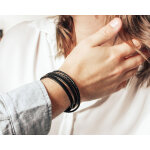 Bracelet personnalisable mix cuir - marron ou noir