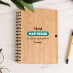 Cahier en bois personnalis - l'ecole est finie