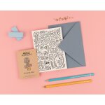 Carte  colorier et  semer - merci matresse