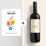 Coffret affiche et bouteille de vin personnalisées - empreintes pour papa Coffret affiche et bouteille de vin personnalisées - empreintes pour papa