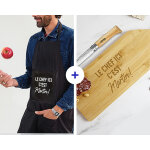 Coffret cuisine - tablier noir et planche apro personnaliss
