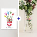 Coffret personnalis� affiche et vase cubique - empreintes