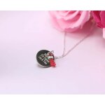 Collier mdaille argent vritable - pompon rouge ou bleu