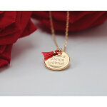 Collier personnalis� plaqu� or 18 carats - pompon rouge ou bleu