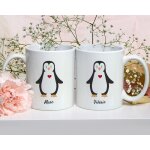 Duo de mugs personnaliss prnoms couple - pingouins