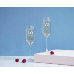 Fl�tes � champagne personnalis�es couple - love