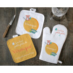 Kit cuisine - gant, maniques et tablier personnalisables - bon petit plat Kit cuisine - gant, maniques et tablier personnalisables - bon petit plat