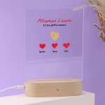 Lampe 3d personnalise - maman et ses petits coeurs