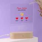 Lampe 3d personnalise - papa et ses petits coeurs