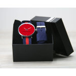 Montre duo bleu rouge message