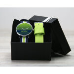 Montre duo bleu vert message