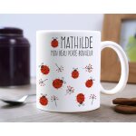 Mug personnalis prnom - coccinelle porte - bonheur