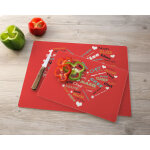 Planche  dcouper en verre personnalise - coeur famille