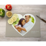 Planche  dcouper en verre personnalise - coeur photo