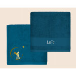 Serviette personnalise brode pour enfant - laton ptrole