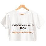 T - shirt blanc femme message générique année 2000 T - shirt blanc femme message générique année 2000