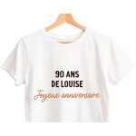 T - shirt blanc avec message femme 90 ans T - shirt blanc avec message femme 90 ans