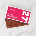 Tablette de chocolat anniversaire rose