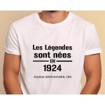 Tee shirt personnalis homme - les lgendes sont nes en 1924