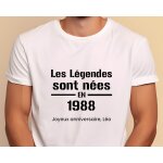 Tee shirt personnalis homme - les lgendes sont nes en 1988