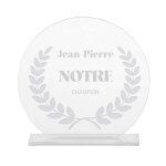 Troph�e en verre personnalis� pour un jean - pierre