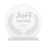 Troph�e en verre personnalis� pour un jo�l