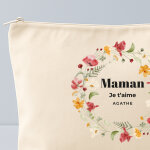 Trousse en coton personnalise - couronne florale