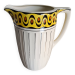 1 trs grand broc bfk (boch frres keramis) ambra 801 l. blanc, lignes noires et bandeau dcor