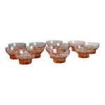 10 coupelles roses translucides, petit ramequin en verre coloré 10 coupelles roses translucides, petit ramequin en verre coloré