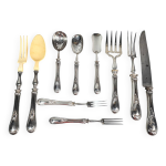10 couverts  servir en argent poinon minerve + crin palissandre 19e s. c730