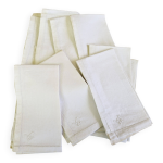 10 mouchoirs anciens en fil de lin - petit monogramme brod main