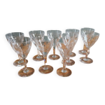 10 verres  vin blanc / porto cristal taill val saint - lambert service nestor hauteur 12, 5 cm